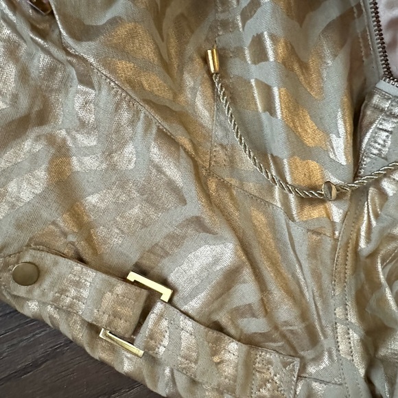 Berer Gold Metallic Zebra Print Jacket Linen Blend Size Medium - Picture 10 of 10